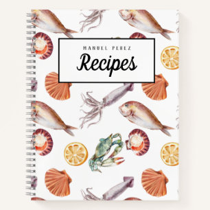 Frische Tintenfisch und Meeresfrüchte - individuel Notizbuch