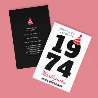 Frische Typografie 50. Geburtstag Einladung