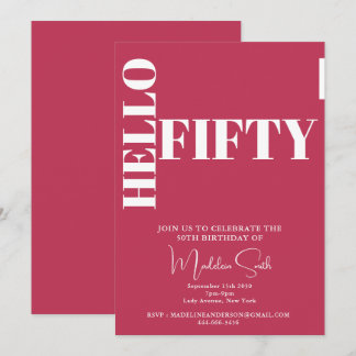 Frische Typografie Magenta Moderne 50. Geburtstag Einladung