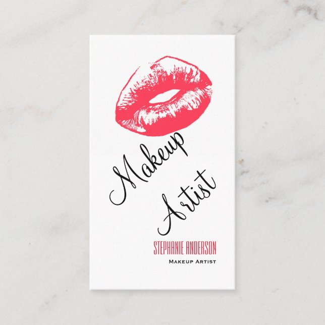 Frische und elegante Rosa Lippen Makeup Artist Visitenkarte (Vorderseite)