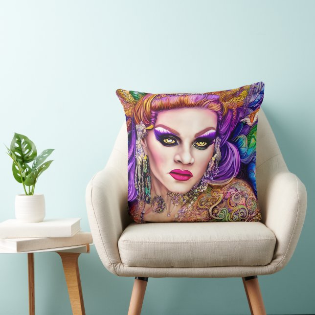 Frische und farbenfrohe Drag Queen Artwork Design Kissen (Stuhl )