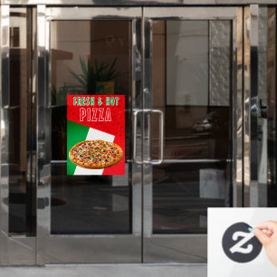 Frische und heiße Pizza mit Pizza-Explosion  Fensteraufkleber