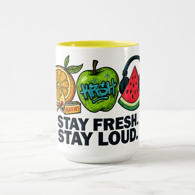 Frische und laute Pop-Art-Frucht-Kombination Tasse (Zentrum)