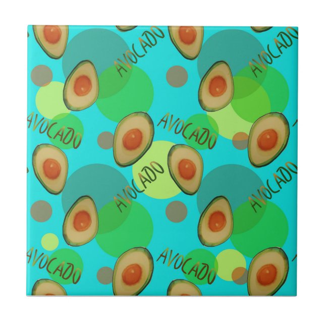 Frische und lustige Avocadomuster Fliese (Vorderseite)