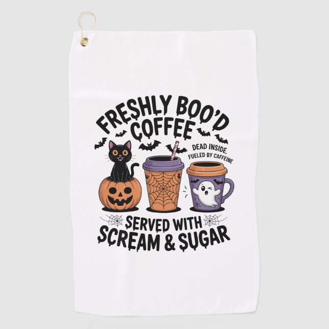 Frische Verliebte Kaffee Halloween Golfhandtuch (Vorderseite)
