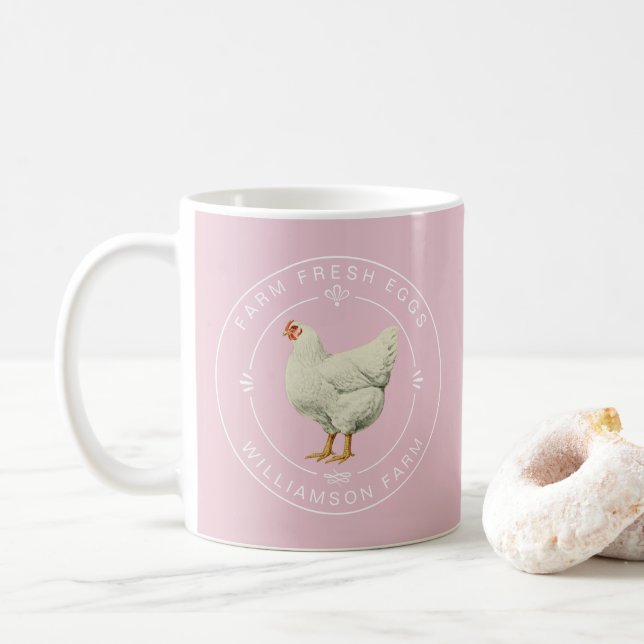 Frische Vintage Hühnereier Karton Parfait Pink Kaffeetasse (Mit Donut)