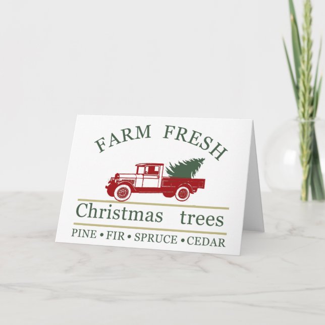Frische Vintage LKW-Kiefern Feiertagskarte (Vorderseite)