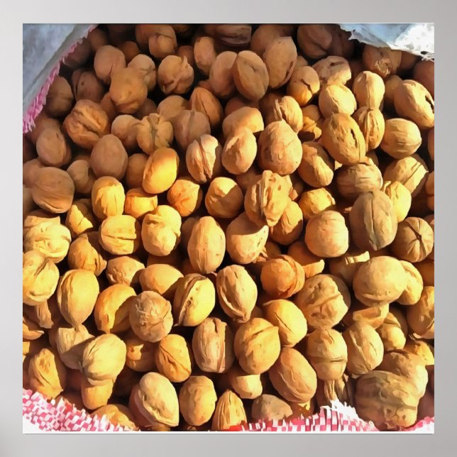 Frische Walnüsse Hyperrealistische Malerei Poster (Vorne)