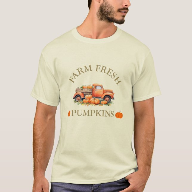 Frische Wasserfarbenkürbis fallen Herbst T-Shirt (Vorderseite)