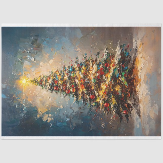 Frische Weihnachtsbaum Ölmalerei Decoupage Seidenpapier (Vorderseite)