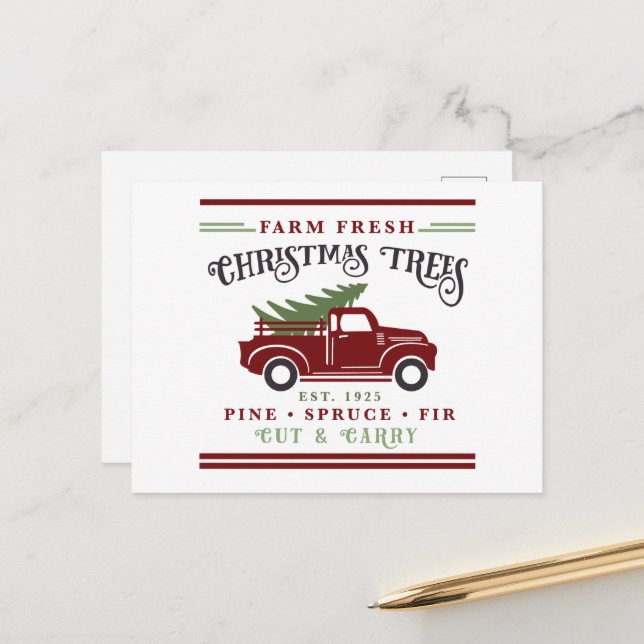 Frische Weihnachtsbäume anbauen Feiertagspostkarte (Vorderseite/Rückseite Beispiel)