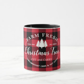 Frische Weihnachtsbäume Roter Buffalo Karo Tasse