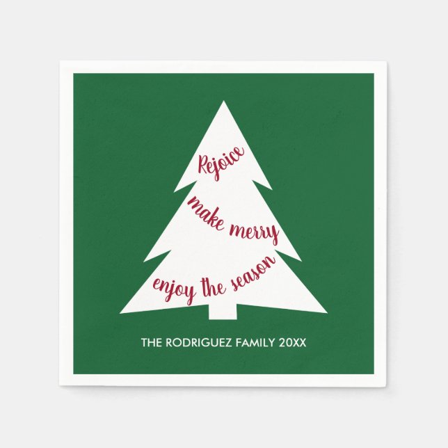 Frische weiße Weihnachtsbaumnachtsfeier Serviette (Vorderseite)