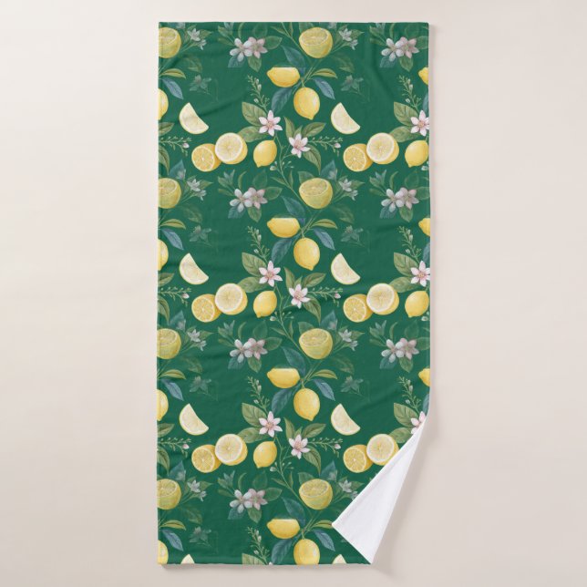 Frische Zitronen-Blumen-Botanik-Muster  Badehandtuch (Badehandtuch)