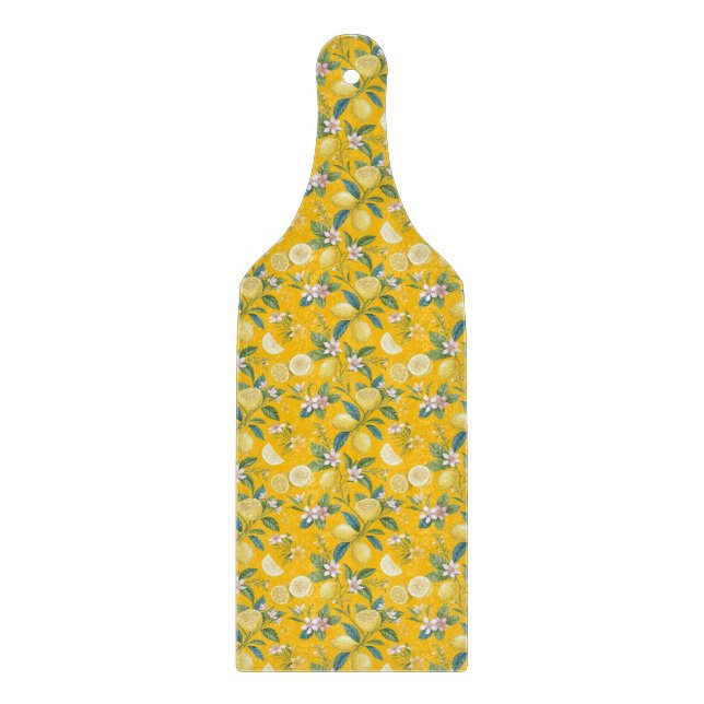 Frische Zitronen-Blumen-Botanik-Muster  Schneidebrett (Vorderseite)