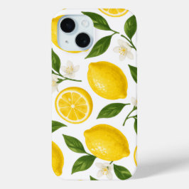 Frische Zitronenmuster mit Blättern und Blüten  Case-Mate iPhone Hülle