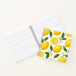 Frische Zitronenmuster mit Blättern und Blüten  Notizbuch