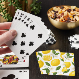 Frische Zitronenmuster mit Blättern und Blüten  Spielkarten