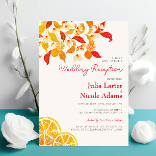 Frische Zitronige Liebe Zitruslaub Hochzeitsempfan Einladung