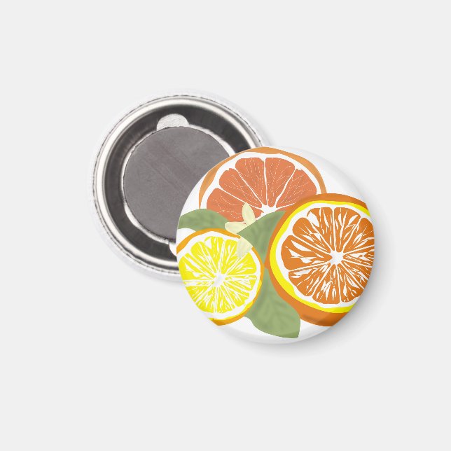 Frische Zitrus Scheiben Orange Zitrone Magnet (Vorderseite/Rückseite)