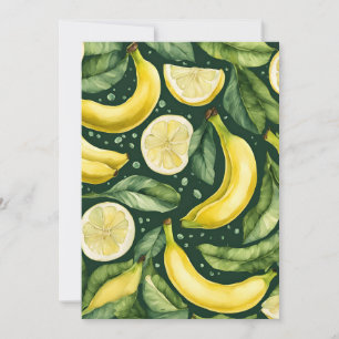 Frischer Bananen und Zitronenscheiben Aquarell-Kun Einladung