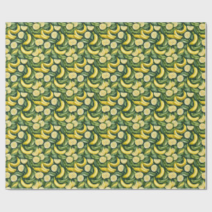 Frischer Bananen und Zitronenscheiben Aquarell-Kun Geschenkpapier