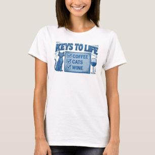 Frischer blauer KAFFEE DANN WEIN Kunstdruck T-Shirt