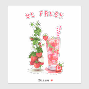 Frischer Erdbeer-Saft-Kühlgetränk - Sommerfrüchte  Aufkleber