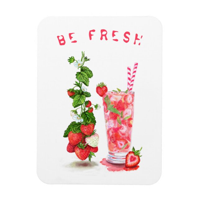 Frischer Erdbeersaft Cooler Drink - Sommerfrüchte Magnet (Vertikal)
