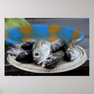 Frischer Fisch auf dem Fischmarkt (Mercado de Peix Poster