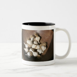 Frischer Knoblauch auf dem Shaker Square Bauern Ma Zweifarbige Tasse