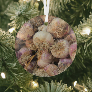 Frischer Knoblauch auf einem Markt in der Provence Ornament Aus Glas