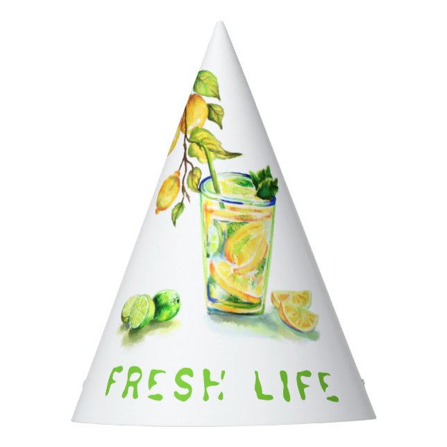 Frischer Lemon Drink Paper Party Hat - Benutzerdef Partyhütchen (Vorderseite)