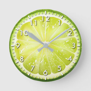 Frischer Limettenschnitt S01 Runde Wanduhr