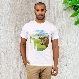 Frischer Milch-Karton und Kuhfarm T-Shirt