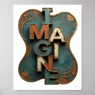 Frischer Orange IMAGINE künstlerisches Motiv Poster