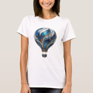 Frischer silberner BLAUER UND GOLDENER HEISSluftba T-Shirt