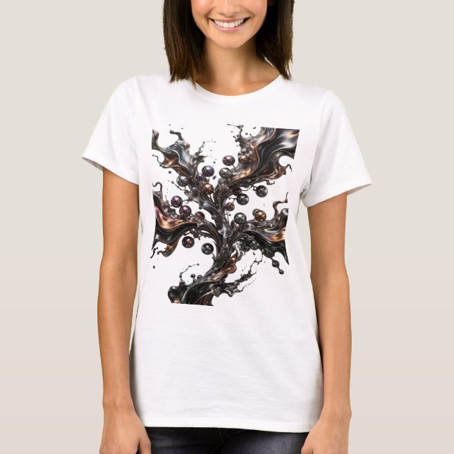 Frischer silberner METALLIC BLOOM Druck T-Shirt (Vorderseite)