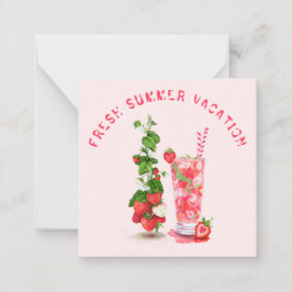 Frischer Sommerurlaub Card Erdbeeren Getränk Mitteilungskarte