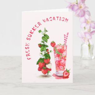 Frischer Sommerurlaub Card Erdbeersaftgetränk Karte