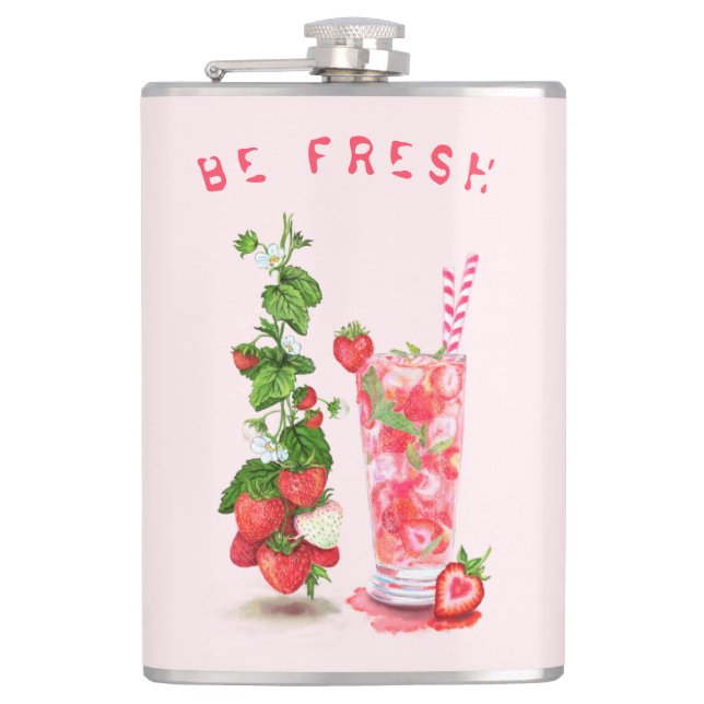 Frischer Strawberry Drink Flask - Benutzerdefinier Flachmann (Vorderseite)