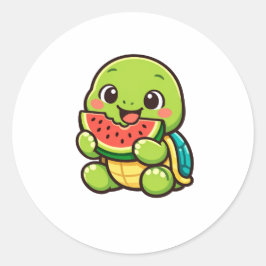 Frischer Wassermelonenbissen Runder Aufkleber
