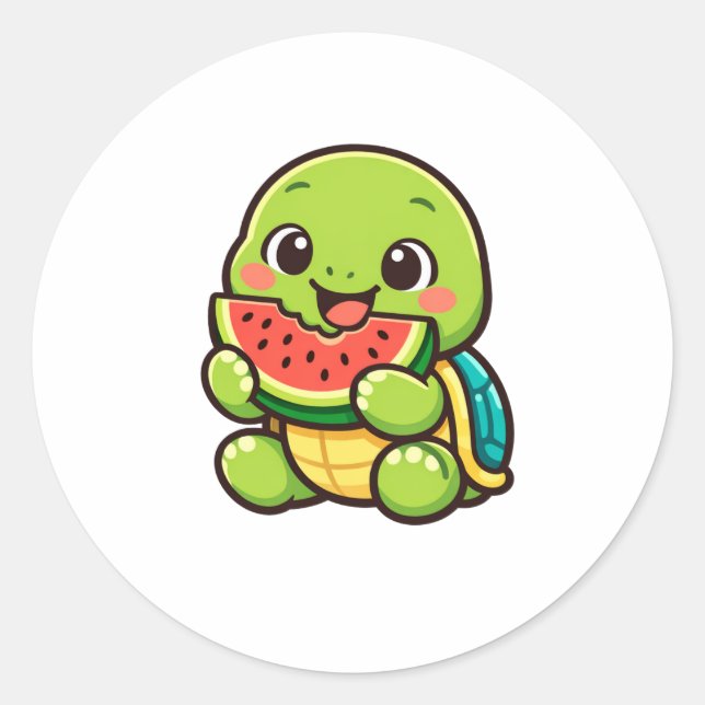 Frischer Wassermelonenbissen Runder Aufkleber (Vorderseite)