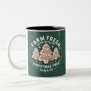 Frischer Weihnachtsbaumkuchen Xmas Feiertag Zweifarbige Tasse