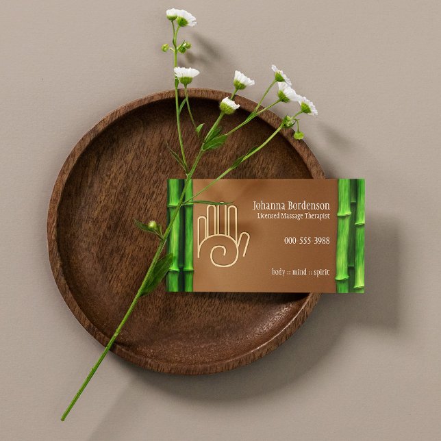Frisches Bambus Massage Therapie Horizontal Altern Visitenkarte (Fresh Bamboo Massage Therapy Horizontal Alternate Business Card)
