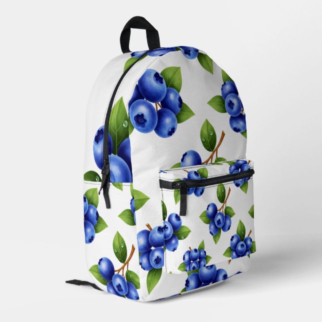 Frisches Blaubeer-Nahtloses Muster Bedruckter Rucksack (Rückseitige Ecke links)