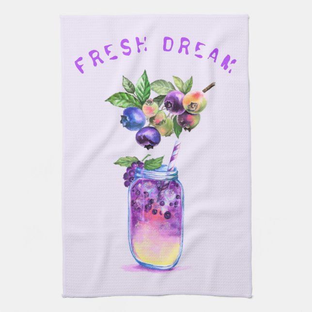 Frisches Blueberry Drink Küchentuch - Custom Text (Vertikal)