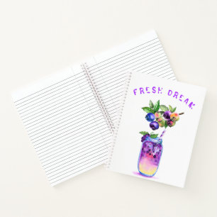 Frisches Blueberry Drink Notebook - Custom Text Notizbuch