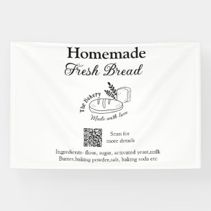 Frisches Brot und Backwaren mit Namen, Zutaten Q o Banner