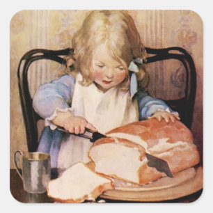 Frisches Brot von Jessie Willcox Smith Quadratischer Aufkleber